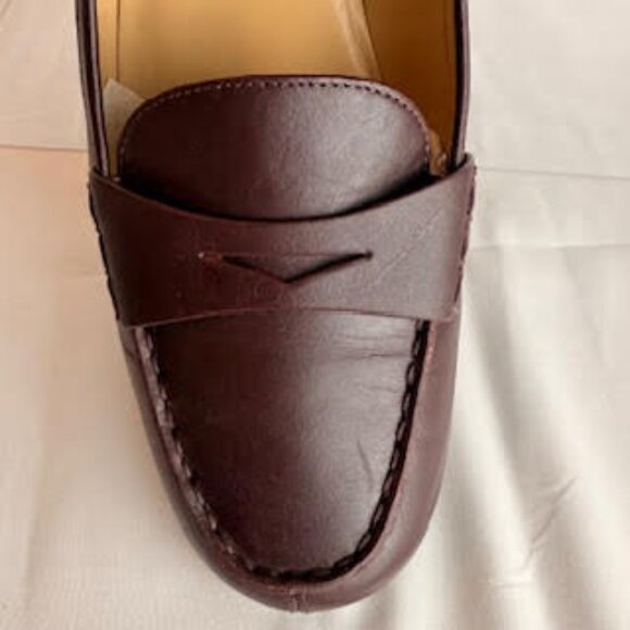 Michael Kors The Buchanan Burgundy Leather Penny Loafer Block Heels Size 11M - Picture 9 of 11